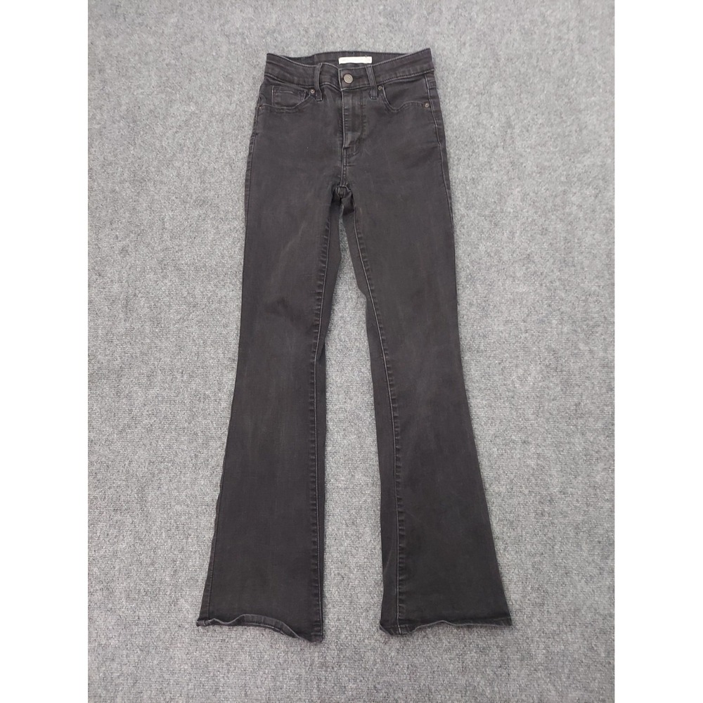 Levis 725 Jeans Womens 26 Black High Rise Bootcut Stretch Denim Western Cowboy